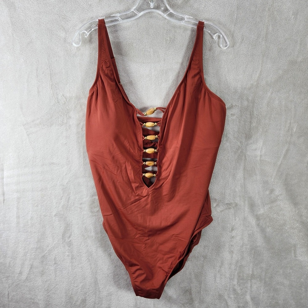 Bleu Rod‎ Beattie One Piece Swimsuit Beaded Sienna Paradise Found Plus Size 20W